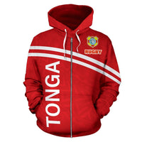 Tonga All Over Zip up Hoodie Rugby Style - Polynesian Pride