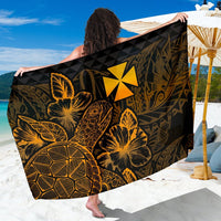 Wallis And Futuna Sarong - Turtle Hibiscus Pattern Gold Women One Size Gold - Polynesian Pride