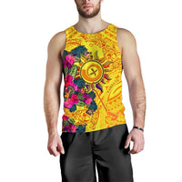 Polynesian Men's Tank Top - Vanuatu Symbols With Hibiscus - Polynesian Pride