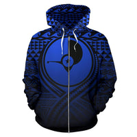 Yap All Over Zip up Hoodie Lift up Blue - Polynesian Pride