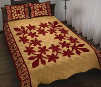 Hawaiian Quilt Pattern Wreath Quilt Bed Set - Polynesian Pride