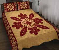 Hawaiian Quilt Pattern Plumeria Lovely Quilt Bed Set - Polynesian Pride
