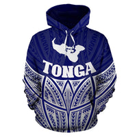 Tonga Polynesian Hoodie Blue Pride Map nd Seal - Polynesian Pride
