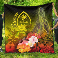 Guam Premium Quilt - Humpback Whale with Tropical Flowers (Yellow) Yellow - Polynesian Pride