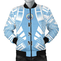 Federated States Of Micronesia Men Bomber Jackets - Polynesian Tattoo Flag White - Polynesian Pride