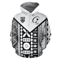 Fiji Rugby Tapa Hoodie Fiji Flag Coat of Arms PatternK4 - Polynesian Pride
