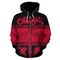 Fiji Tapa Zip Hoodie Fiji Red Coat of Arms - Polynesian Pride