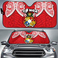 Tonga Rugby Auto Sun Shades Royal Style Auto Sun Shade Universal Fit Red - Polynesian Pride