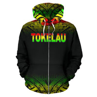 Tokelau Polynesian All Over Zip up Hoodie Reggae Fog - Polynesian Pride