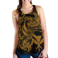 Polynesian Hawaii Women's Racerback Tank - Kanaka Maoli Gold Turtle - Polynesian Pride