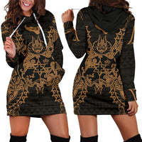 Tonga Polynesian Hoodie Dress Map Gold Gold - Polynesian Pride
