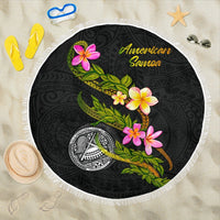 American Samoa Polynesian Beach Blanket - Plumeria Tribal One style One size BLACK - Polynesian Pride