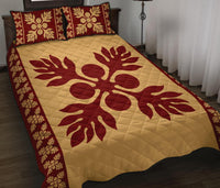Hawaiian Quilt Pattern Palm Tree Fire Quilt Bed Set - Polynesian Pride