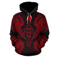 Kosrae Polynesian ll Over Hoodie Map Red - Polynesian Pride