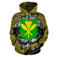 Polynesian Kanaka Maoli Map of Hawaii Hoodie Yellow - Polynesian Pride