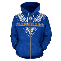 Marshall Islands All Over Zip up Hoodie Blue Sailor Style - Polynesian Pride