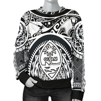 Polynesian Women's sweaters - Guam Flag, Seal with Maui Moana Tattoo Unisex White - Polynesian Pride