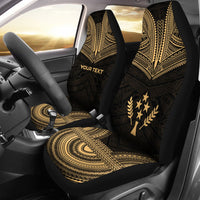 Kosrae Custom Personalised Car Seat Cover - Kosrae FLag Polynesian Chief Tattoo Gold Version Universal Fit Gold - Polynesian Pride