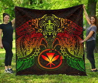 Hawaii Polynesian Premium Quilt - Reggae Kanaka Maoli Turtle Manta Ray - Polynesian Pride