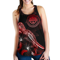 Federated States of Micronesia Polynesian Women Tank Top - Turtle With Blooming Hibiscus Red - Polynesian Pride