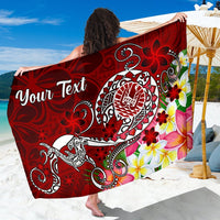 Tahiti Custom Personalised Sarong - Turtle Plumeria (Red) One Style One Size Red - Polynesian Pride