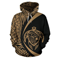 Polynesian Turtle Map of Hawaii Hoodie Gold Circle Style - Polynesian Pride