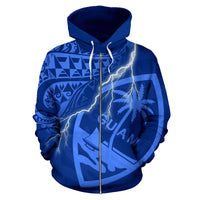 Guam Polynesian Zip up Hoodie Lighting Thunder Blue - Polynesian Pride