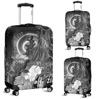 Vanuatu Custom Personalised Luggage Covers - Humpback Whale with Tropical Flowers (White) - Polynesian Pride