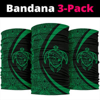 Hawaiian Bandana Turtle Map Polynesian Bandana 3-Pack - Circle Style Green - Polynesian Pride