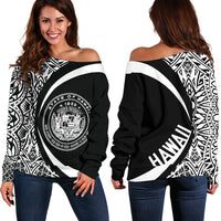 Hawaii Polynesian Women's Off Shoulder Sweater 06 White - Polynesian Pride