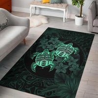 hawaii Rug - Turtle Strong Pattern Hibiscus Plumeria Turquoise AH Turquoise - Polynesian Pride