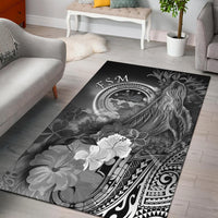 Federated States of Micronesia Area Rug - Humpback Whale with Tropical Flowers (White) White - Polynesian Pride