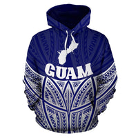 Guam Polynesian Hoodie Blue Pride Map nd Seal - Polynesian Pride