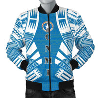 Northern Mariana Islands Men Bomber Jackets - Polynesian Tattoo Flag White - Polynesian Pride
