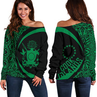 Cook Islands Women's Off Shoulder Sweater - Circle Style 05 Red - Polynesian Pride
