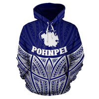 Pohnpei Polynesian Hoodie Blue Pride Map nd Seal - Polynesian Pride