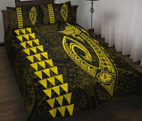Hawaii Kakau Makau Fish Hook Polynesian Quilt Bed Set - Yellow - Polynesian Pride