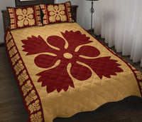 Hawaiian Quilt Pattern Plants And Tropical Flora Quilt Bed Set - Polynesian Pride