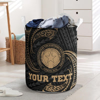 Northern Mariana Islands Polynesian Custom Personalised Laundry Basket - Gold Tribal Wave One Style One Size - Polynesian Pride