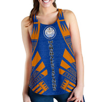 Marshall Islands Women Racerback Tank - Polynesian Tattoo Flag White - Polynesian Pride