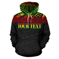 Papua New Guinea Polynesian ll Over Custom Hoodie Reggae Horizontal - Polynesian Pride