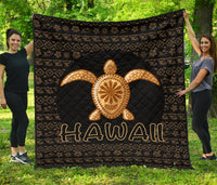 Hawaii Turtle Golden Premium Quilt Golden - Polynesian Pride