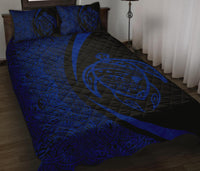 Hawaii Turtle Map Polynesian Quilt Bed Set - Blue - Circle Style - Polynesian Pride