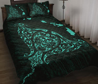 Rays Hawaii Map Polynesian Quilt Bed Set - Turquoise - Polynesian Pride