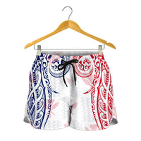 Hawaiian Kanaka Women's Shorts Flag Nation Demodern White AH - Polynesian Pride