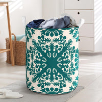 Hawaiian Quilt Tradition Turquoise Laundry Basket AH Laundry Basket - 1 One Size Turquoise - Polynesian Pride