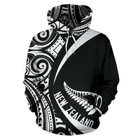 New Zealand Maori Pattern Hoodie Circle Style Unisex Black - Polynesian Pride