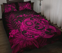 Hawaii Turtle Map Hibiscus Polynesian Pink Quilt Bed Set - Polynesian Pride