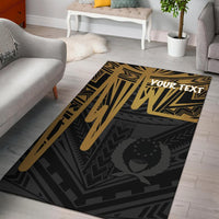 Pohnpei Personalised Area Rug - Pohnpei Seal In Heartbeat Patterns Style (Gold) - Polynesian Pride