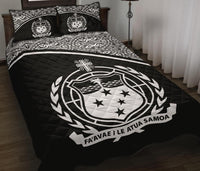 Samoa Quilt Bed Set - Samoa Coat Of Arms Black Curve Version - Polynesian Pride
